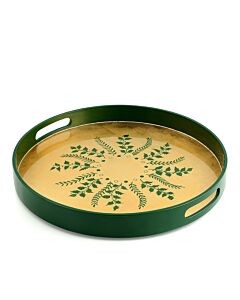 Green/Gold Fern Round Tray